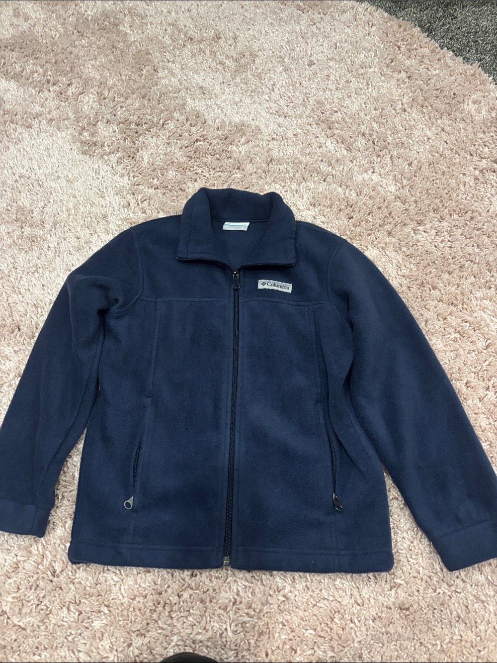 Boys Columbia Navy Full-Zip Fleece Jacket with Stand Collar